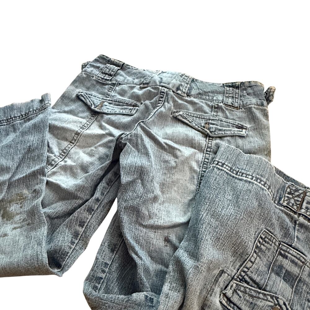 LeI Utility Gear Light Wash Convertible Cargo Jeans Y2K Zip Off Wide Leg Pants